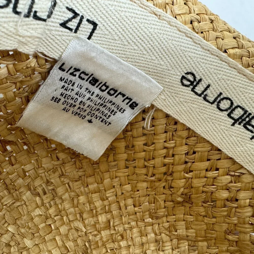 Vintage Liz Claiborne Summer 100% Straw Ladies Sun Hat Natural Rolled